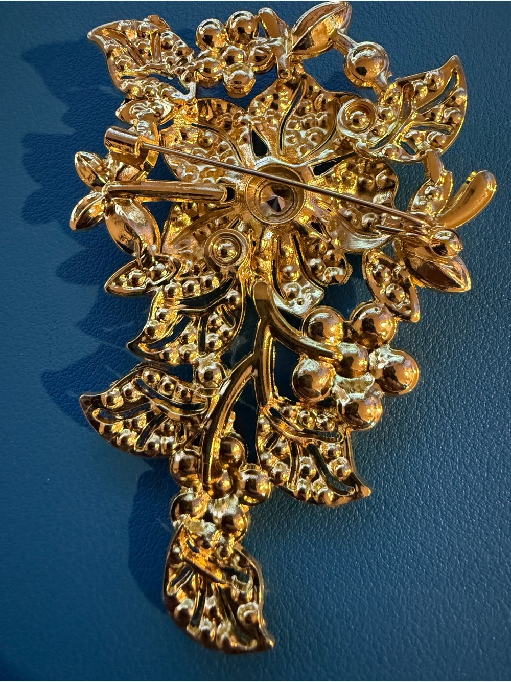 Gold-Tone Pink Crystal Floral Brooch - Women Jewelry - Picture 3 of 5